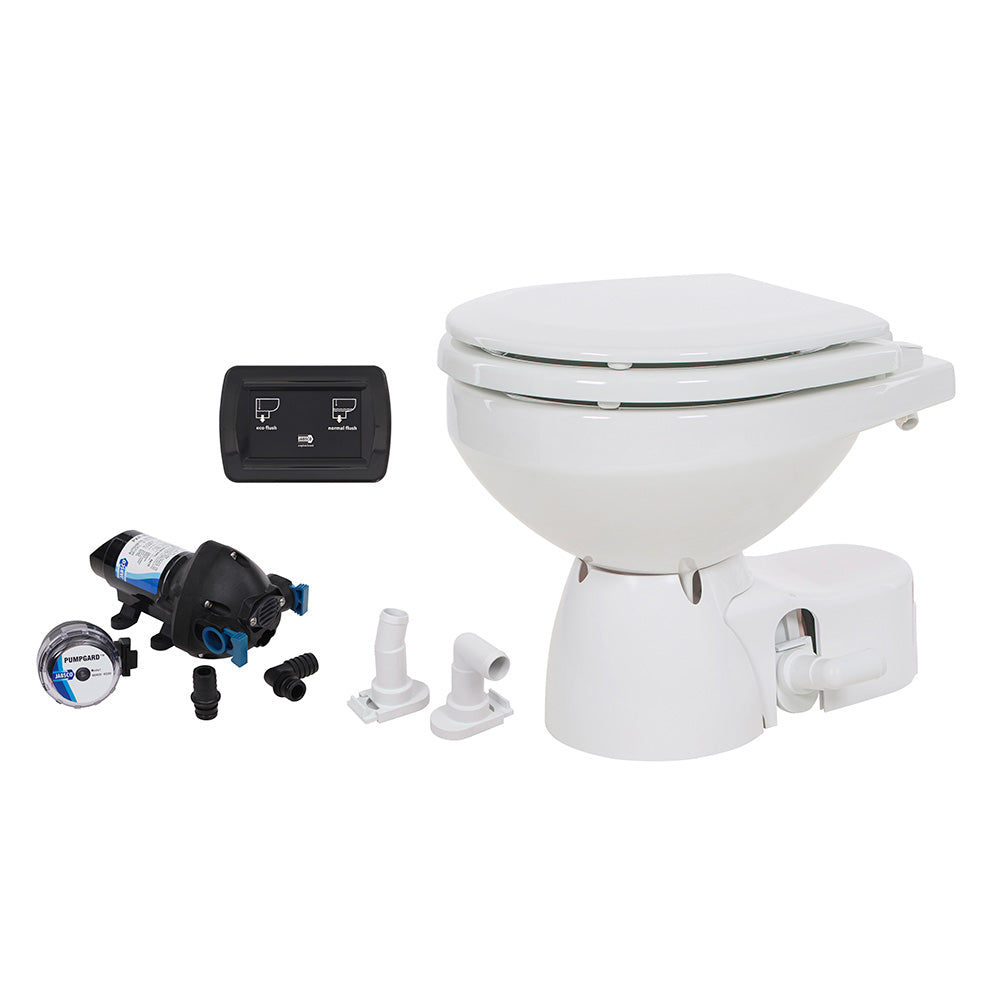 Jabsco Quiet Flush E2 Raw Water Toilet Compact Bowl  24V  Soft Close Lid 382453094RSP