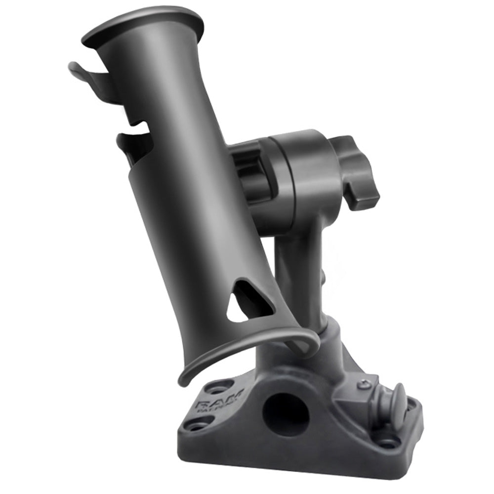 RAM Mount RAM Tube Jr Fishing Rod Holder Standard 4 Length Post Spline  Combo BulkheadFlat Surface Base wPlunger