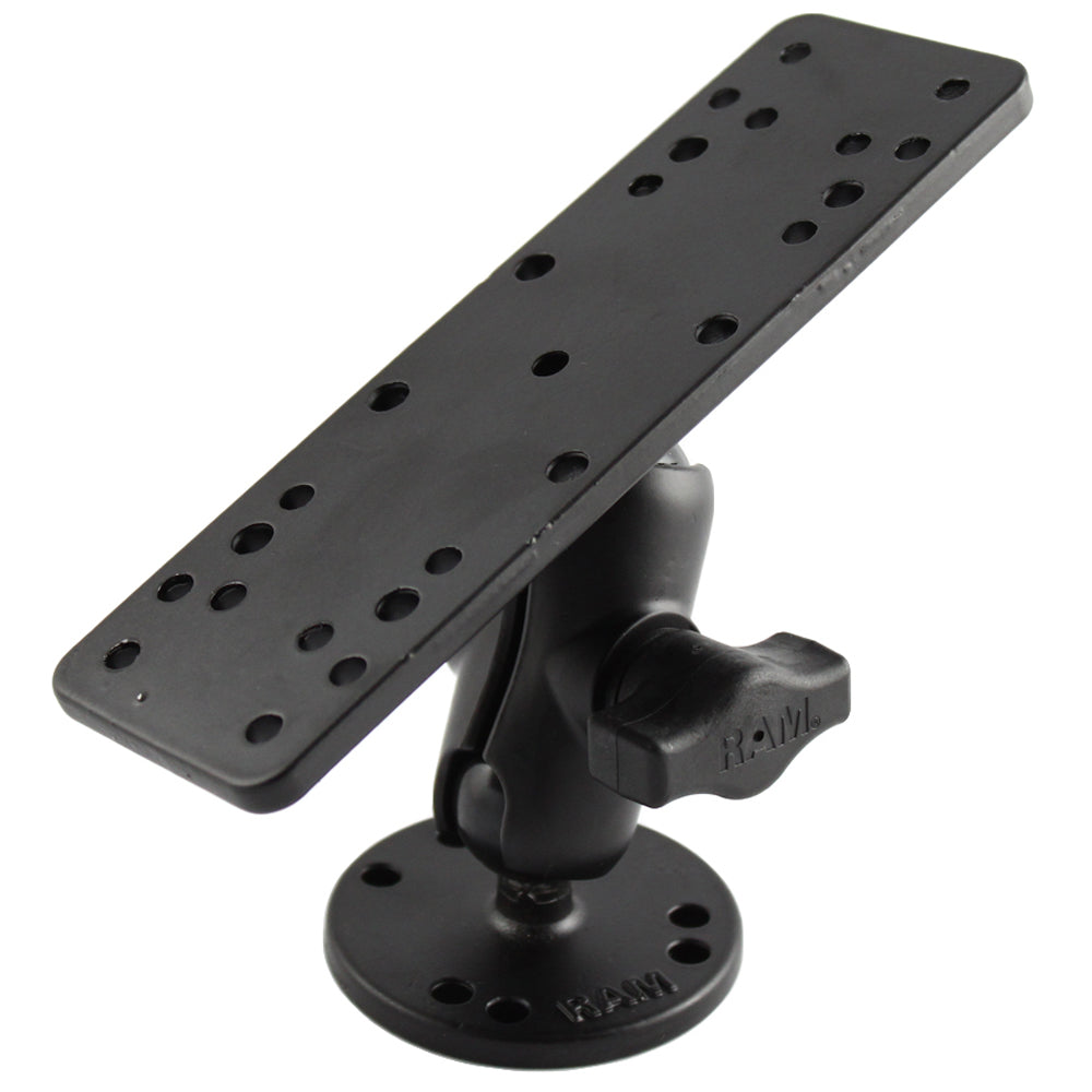 RAM Mount 1 Diameter Ball Mount wShort Double Socket Arm  625 x 2 Rectangle Base  25 Round Base AMPS Pattern RAMB111UA