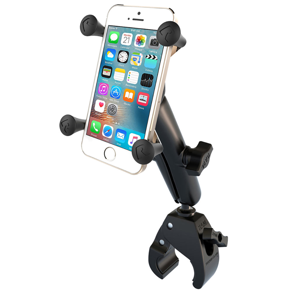 RAM Mount Universal ToughClaw Base wLong Double Socket Arm  Universal XGrip CelliPhone Cradle RAMB400CUN7U