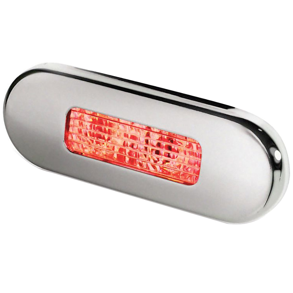 Hella Marine Surface Mount Oblong LED Courtesy Lamp  Red LED  Stainless Steel Bezel 980869501