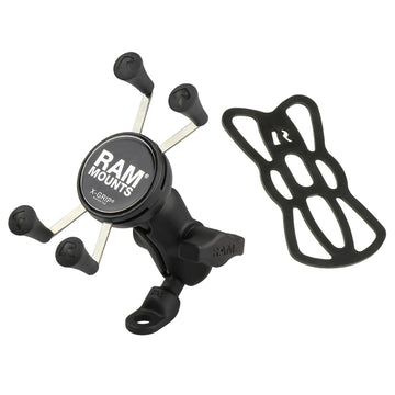 RAM Mount 9mm Angled Base Motorcycle Mount wShort Double Socket Arm  Universal XGrip CelliPhone Cradle RAMB272AUN7
