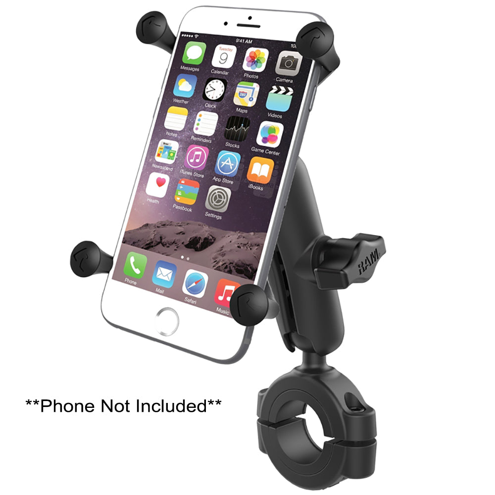 RAM Mount RAM Torque 1 18  1 12 Diameter HandlebarRail Base with 1 Ball Medium Arm and XGrip for Larger Phones