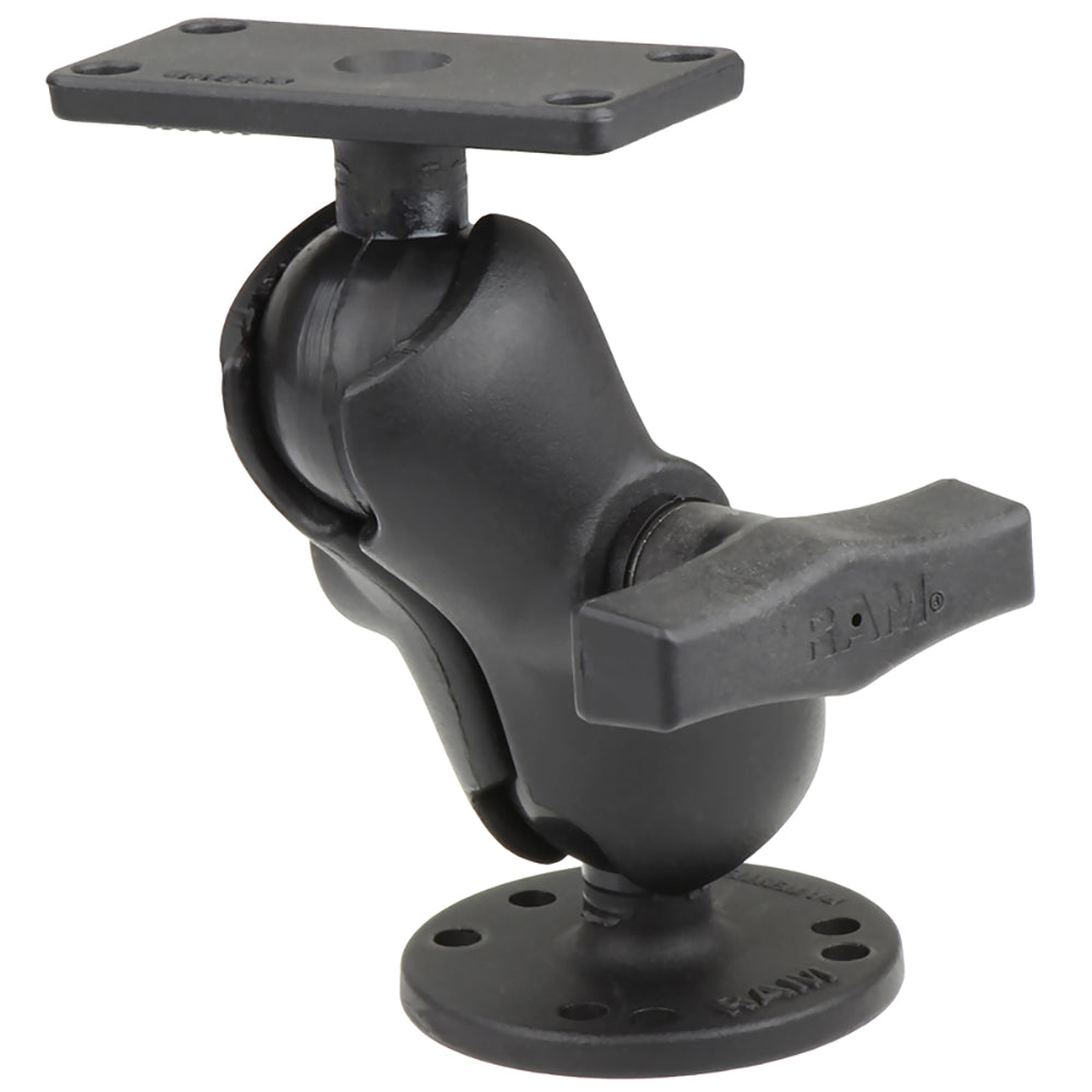 RAM Mount 15 Ball Mount w25 Round Base Short Arm  15 x 3 Plate fHumminbird Helix 5 Only RAM202153B202U
