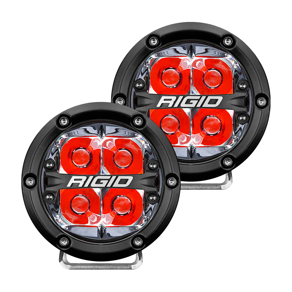 RIGID Industries 360Series 4 LED OffRoad Spot Beam wRed Backlight  Black Housing 36112
