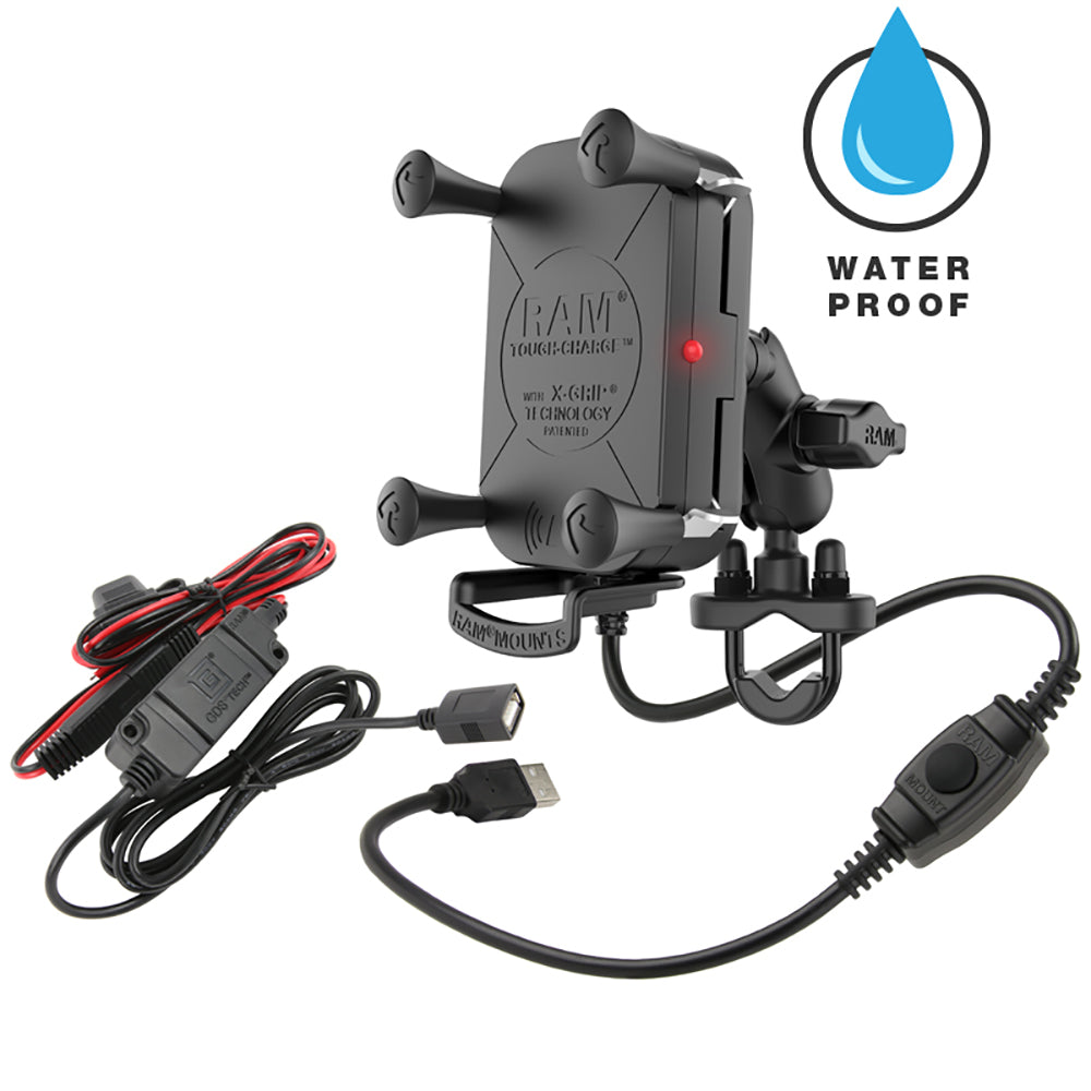 RAM Mount ToughCharge Waterproof Wireless Charging Motorcycle Mount RAMB149ZAUN12WV7M