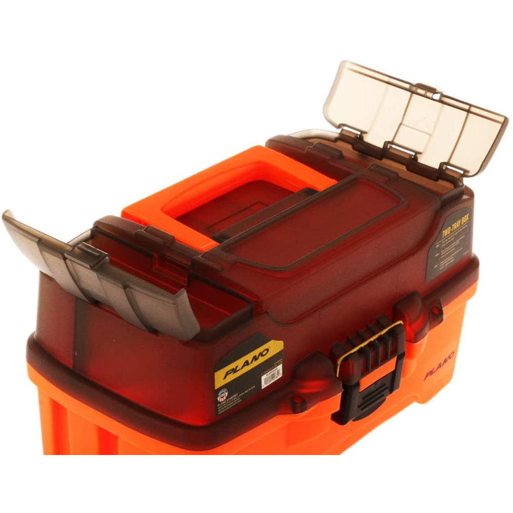 Plano 2Tray Tackle Box wDual Top Access  Smoke  Bright Orange PLAMT6221