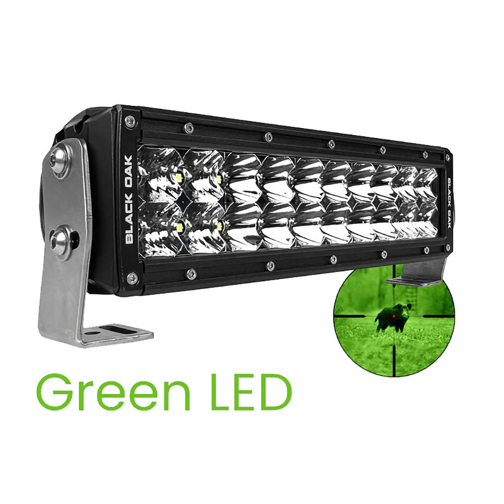 Black Oak 10 Green LED Hog Hunting Light Bar  Combo Optics  Black Housing  Pro Series 30 10GD3OS